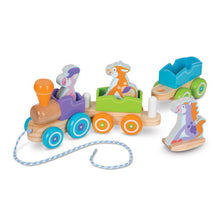 Load image into Gallery viewer, First Play Wooden Rocking Farm Animals Pull Train