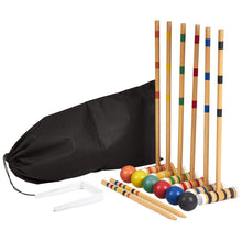 Load image into Gallery viewer, Six-Player Travel Croquet Set With Drawstring Bag