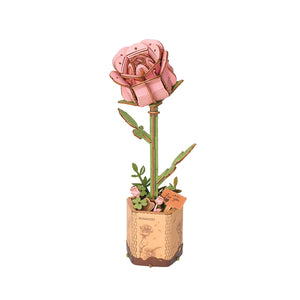 Modern Wooden Puzzle: Pink Rose