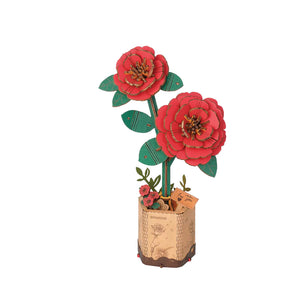 Modern Wooden Puzzle: Red Camelia