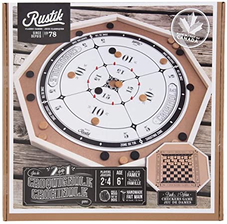Rustik Crokinole Deluxe 2 Games in 1 Multicolor