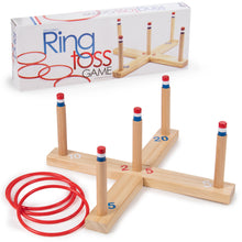 Load image into Gallery viewer, Ring Toss Game - Classic Wooden Set With 4 Plastic Rings
