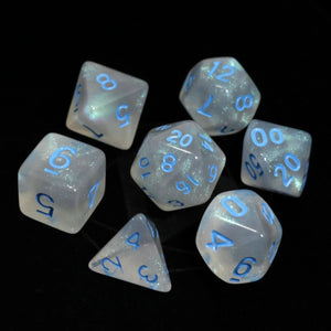 7 Piece RPG Set - Glacial Moonstone with Blue
