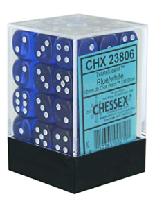Translucent 12mm D6 Blue/White (36) Cube