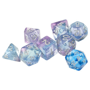 Sirius Dice 7 Set Polyroller Dice with Silver Numbers.